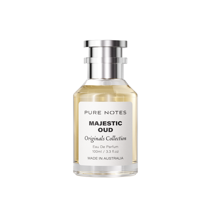 Majestic Oud agarwood birch tar vanilla civet smoky bold EDP Pure Notes AU